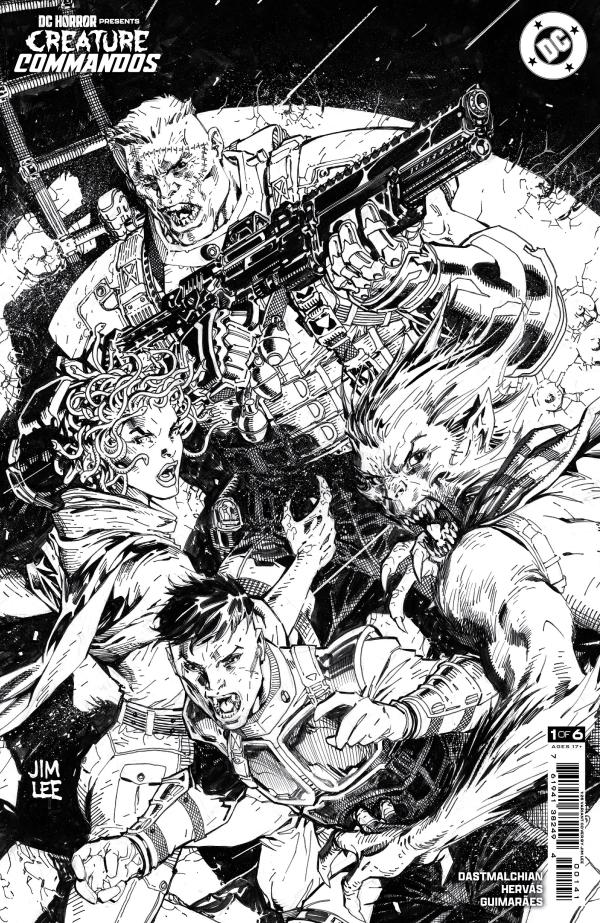 DC HORROR PRESENTS CREATURE COMMANDOS #1 (OF 6) CVR D INC 1:25 JIM LEE BLACK & WHITE CARD STOCK VAR (MR)