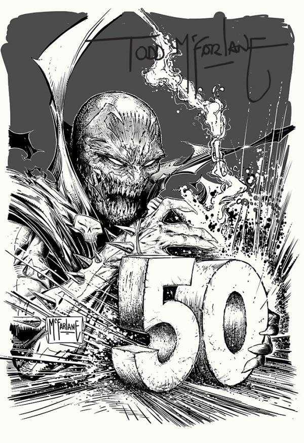 KING SPAWN #50 CVR G INC 1:250 TODD MCFARLANE SIGNED B&W INKS VAR