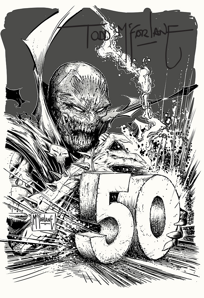 KING SPAWN #50 CVR G INC 1:250 TODD MCFARLANE SIGNED B&W INKS VAR