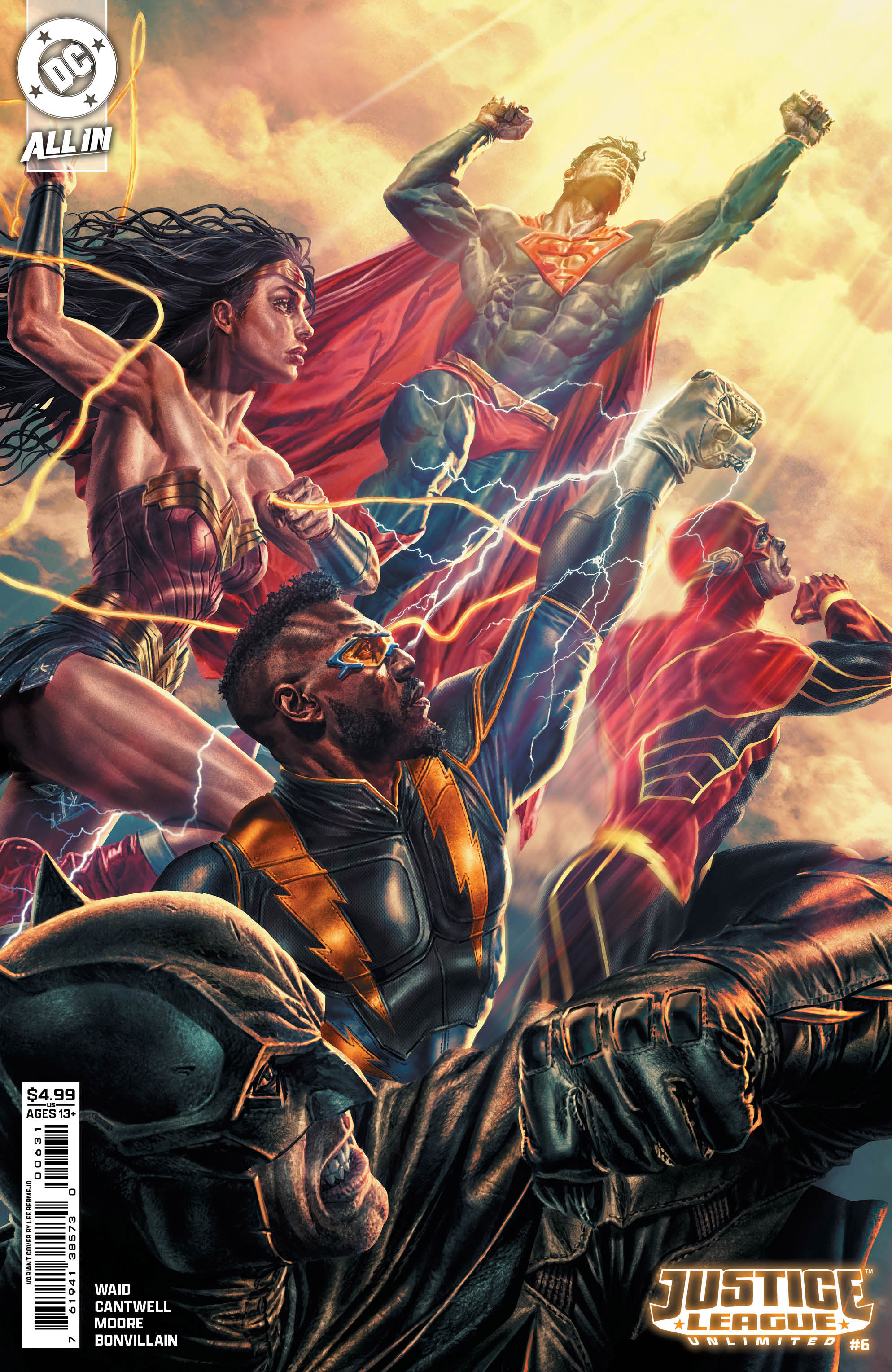 JUSTICE LEAGUE UNLIMITED #6 CVR B LEE BERMEJO CARD STOCK VAR (WE ARE YESTERDAY)