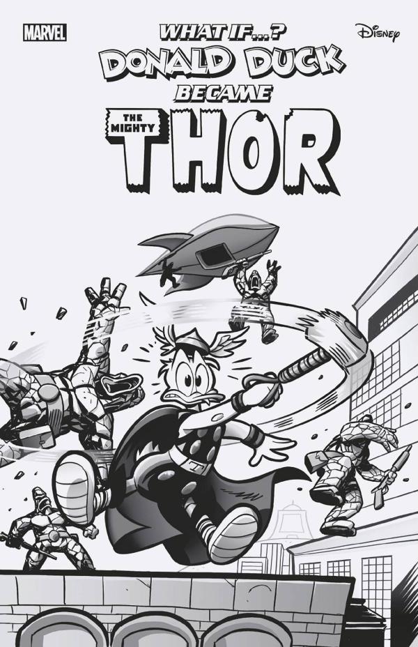 WHAT IF DONALD DUCK BECAME THOR #1 1:100 COPY INCV BW VAR