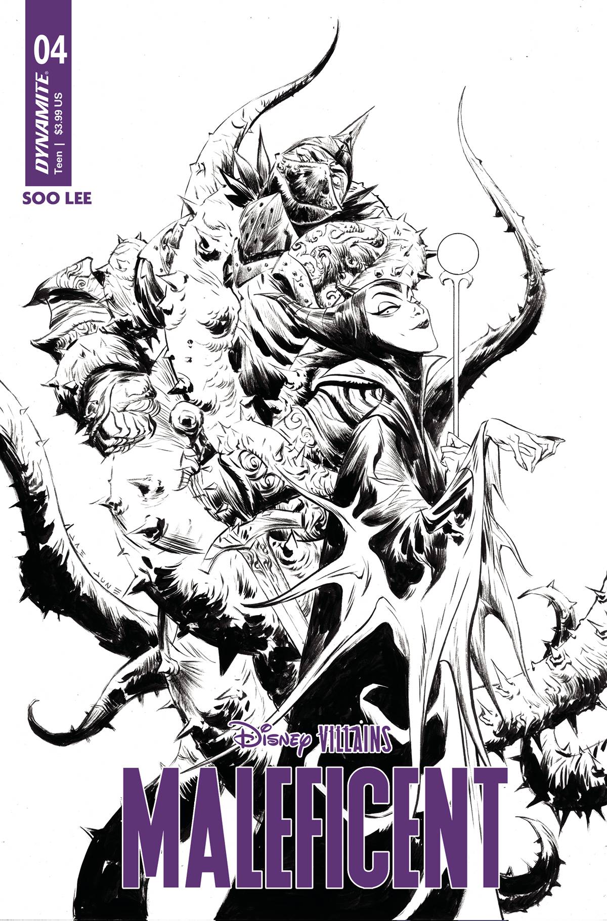 DISNEY VILLAINS MALEFICENT #4 CVR G 1:10 COPY INCV JAE LEE B&W