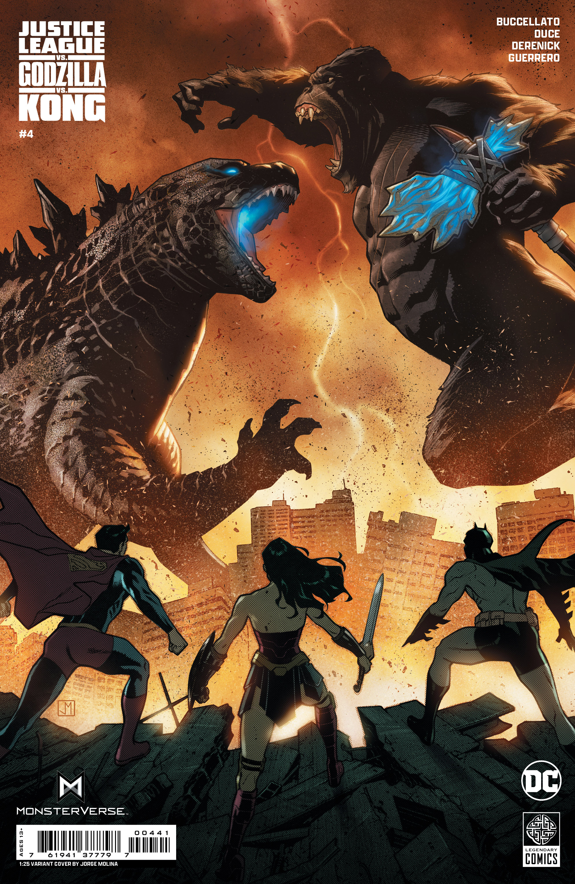 JUSTICE LEAGUE VS GODZILLA VS KONG #4 (OF 7) CVR D INC 1:25 JORGE MOLINA CARD STOCK VAR