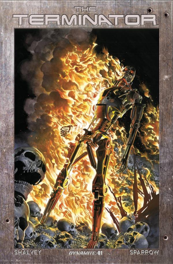 TERMINATOR #1 ROSS BURNING EARTH ICON METAL CVR DE EXC VAR (