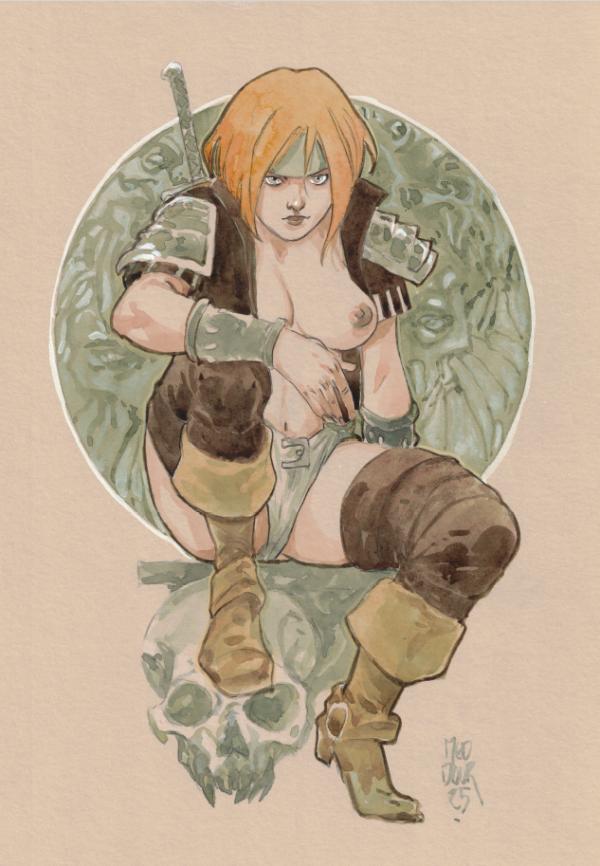 GUERRIÈRES - PORTFOLIO PAR FABRICE MEDDOUR - DÉDICACE AQUARELLE