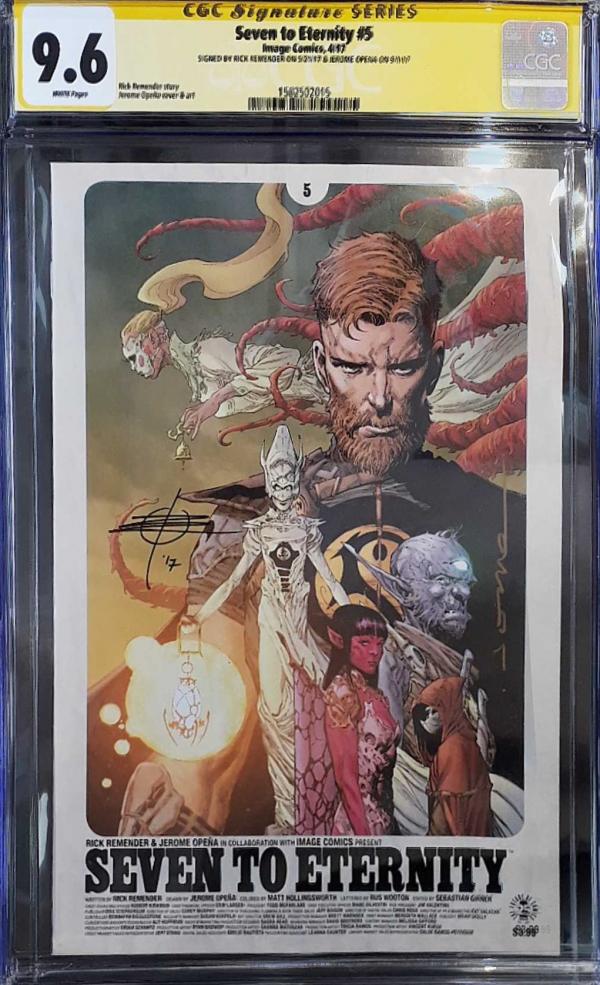 SEVEN TO ETERNITY #5 SIGNED REMENDER & OPENA 9.6