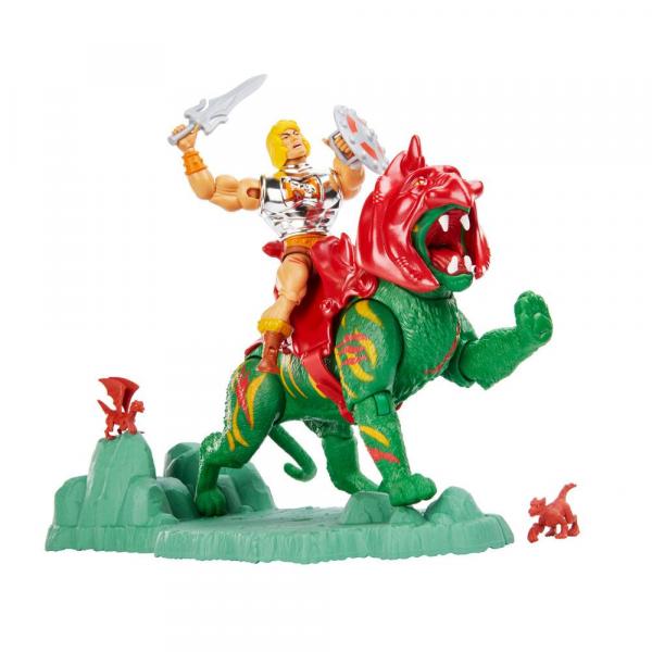 MASTERS OF THE UNIVERSE Battle Armored He Man & Battle Cat