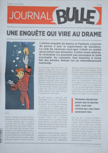 JOURNAL LA MORT DE SPIROU BULLE AU MANS