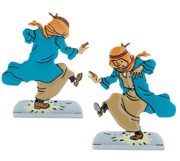 Figurine en Relief Tintin Marche sur un Pétard (Au Pays de l'Or Noir)