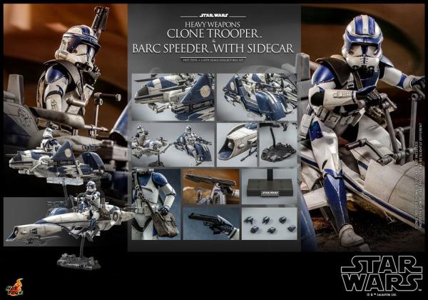 Heavy Weapons Clone Trooper & BARC Speeder With Sidecar Star Wars Figurine 1/6 30 cm