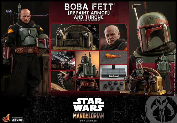 Boba Fett (Repaint Armor) And Throne Star Wars The Mandalorian Figurine 1/6 30 cm