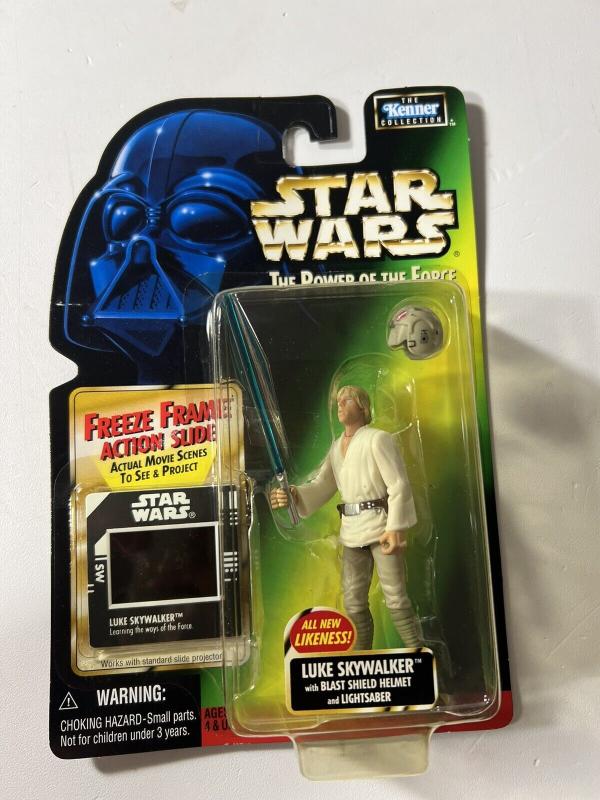 Star Wars The Power of the Force Luke Skywalker with blast shield helmet and lightsaber