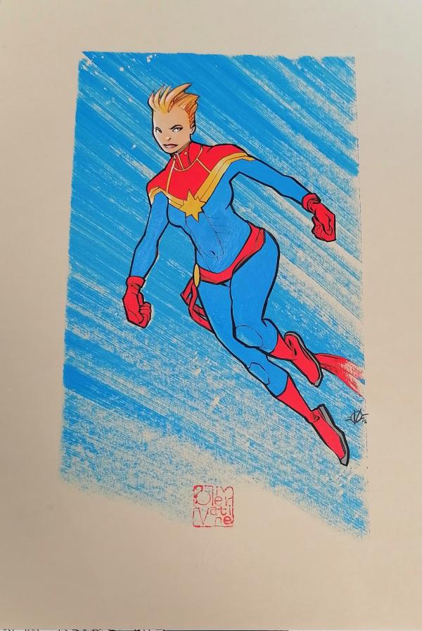 CAPTAIN MARVEL PAR OLIVIER VATINE - DESSIN ORIGINAL