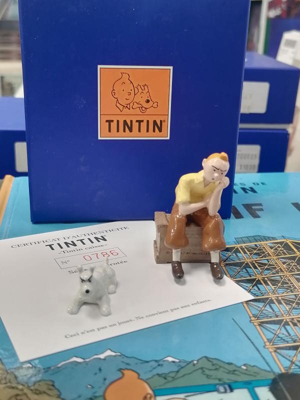 FIGURINE PIXI TINTIN SUR UNE CAISSE