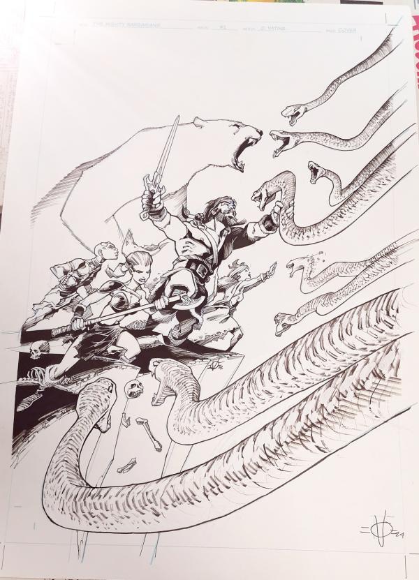 OLIVIER VATINE MIGHTY BARBARIANS #1 CVR - DESSIN ORIGINAL