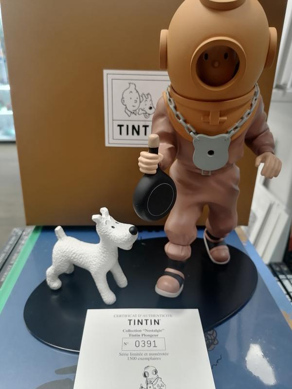 FIGURINES RÉSINE TINTIN PLONGEUR 20CM LEBLON DELIENNE