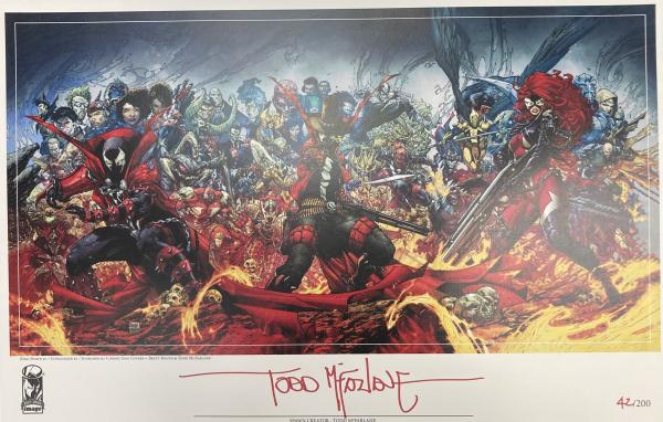 KING SPAWN/ GUNSLINGER/ SCORCHED JOINED COVERS PRINT SIGNED AND NUMBERED BY TODD MCFARLANE