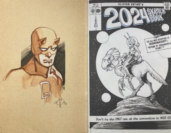 SKETCHBOOK OLIVIER VATINE 2024 : SIGNÉ ET DÉDICACÉ DAREDEVIL