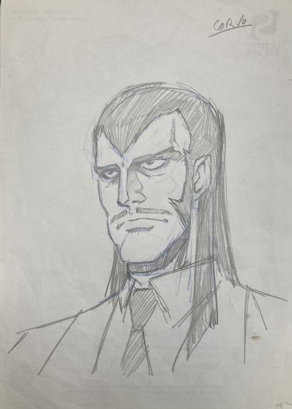 DESSIN ORIGINAL D'ALEXIS TALLONE POUR CAPITAINE FLAM : PORTRAIT DE CORVO