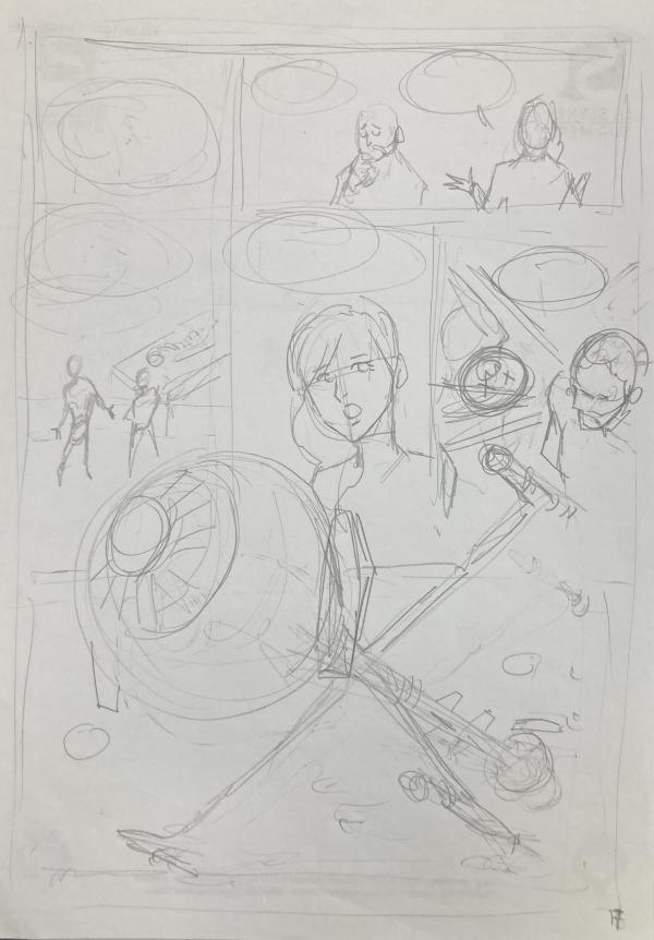 DESSIN ORIGINAL D'ALEXIS TALLONE POUR CAPITAINE FLAM : STORYBOARD PLANCHE 17 POUR L'EMPEREUR ETERNEL