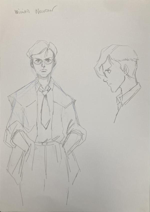 DESSIN ORIGINAL D'ALEXIS TALLONE POUR CAPITAINE FLAM : FICHE DE PERSONNAGE POUR WILLIAM NEWTON