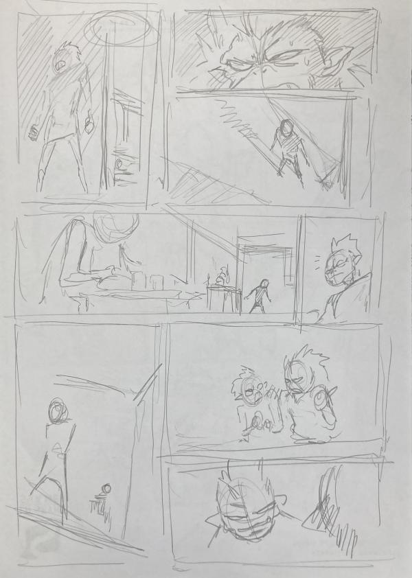 DESSIN ORIGINAL D'ALEXIS TALLONE POUR CAPITAINE FLAM : ESSAI STORYBOARD N°2 POUR L'EMPEREUR ETERNEL