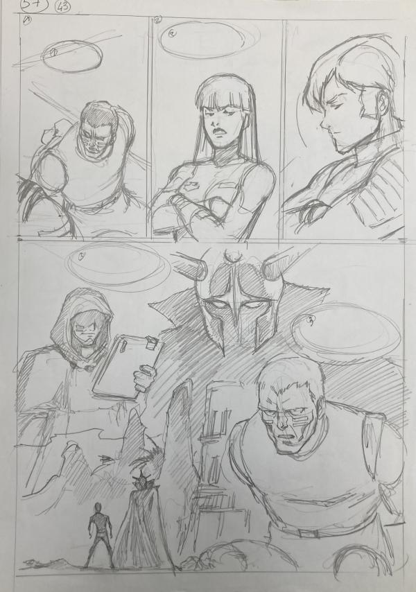 DESSIN ORIGINAL D'ALEXIS TALLONE POUR CAPITAINE FLAM : STORYBOARD PLANCHE 57 DE L'EMPEREUR ETERNEL