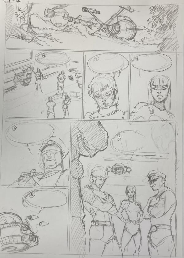 DESSIN ORIGINAL D'ALEXIS TALLONE POUR CAPITAINE FLAM : STORYBOARD POUR L'EMPEREUR ETERNEL PLANCHE 79