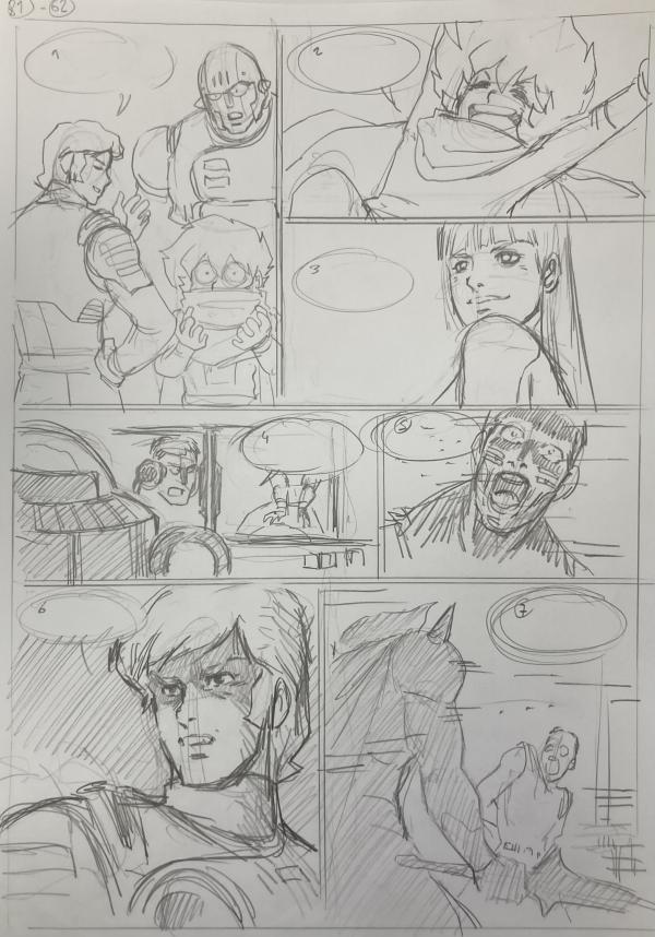 DESSIN ORIGINAL D'ALEXIS TALLONE POUR CAPITAINE FLAM : STORYBOARD POUR L'EMPEREUR ETERNEL PLANCHE 81