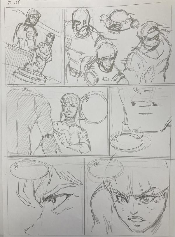 DESSIN ORIGINAL D'ALEXIS TALLONE POUR CAPITAINE FLAM : STORYBOARD POUR L'EMPEREUR ETERNEL PLANCHE 86