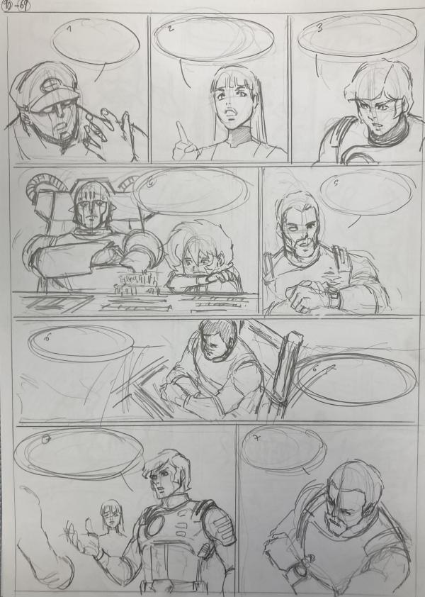 DESSIN ORIGINAL D'ALEXIS TALLONE POUR CAPITAINE FLAM : STORYBOARD POUR L'EMPEREUR ETERNEL PLANCHE 90