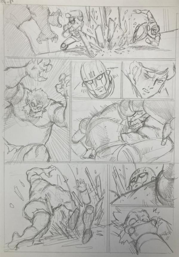 DESSIN ORIGINAL D'ALEXIS TALLONE POUR CAPITAINE FLAM : STORYBOARD POUR L'EMPEREUR ETERNEL PLANCHE 104