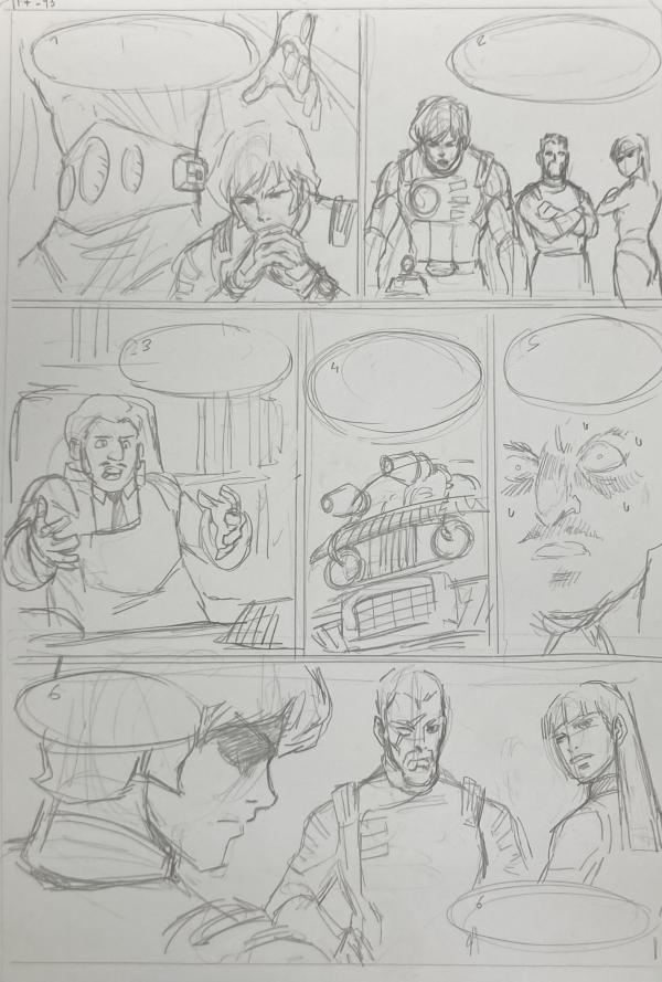 DESSIN ORIGINAL D'ALEXIS TALLONE POUR CAPITAINE FLAM : STORYBOARD POUR L'EMPEREUR ETERNEL PLANCHE 117