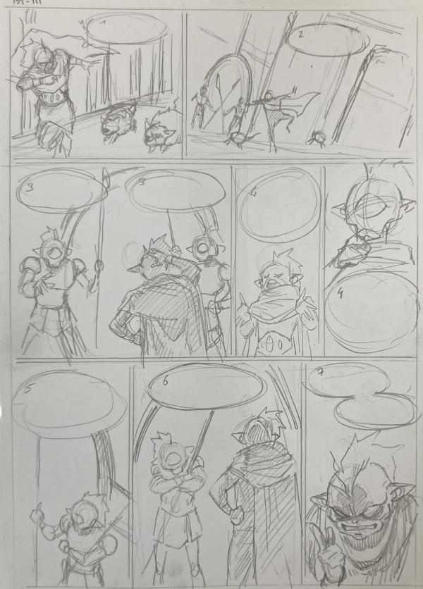 DESSIN ORIGINAL D'ALEXIS TALLONE POUR CAPITAINE FLAM : STORYBOARD POUR L'EMPEREUR ETERNEL PLANCHE 139