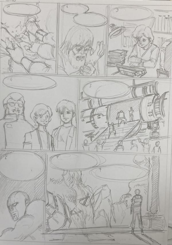 DESSIN ORIGINAL D'ALEXIS TALLONE POUR CAPITAINE FLAM : STORYBOARD POUR L'EMPEREUR ETERNEL PLANCHE 145