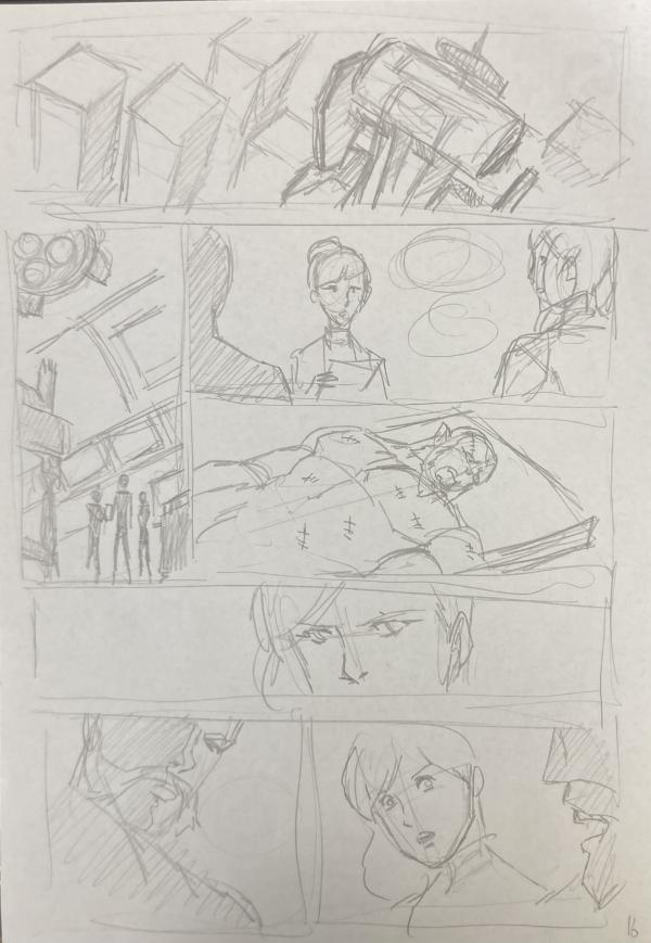 DESSIN ORIGINAL D'ALEXIS TALLONE POUR CAPITAINE FLAM : STORYBOARD POUR L'EMPEREUR ETERNEL PLANCHE 16