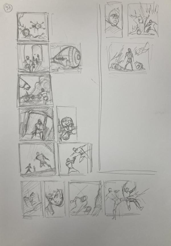 DESSIN ORIGINAL D'ALEXIS TALLONE POUR CAPITAINE FLAM : RECHERCHES DE STORYBOARD N°21