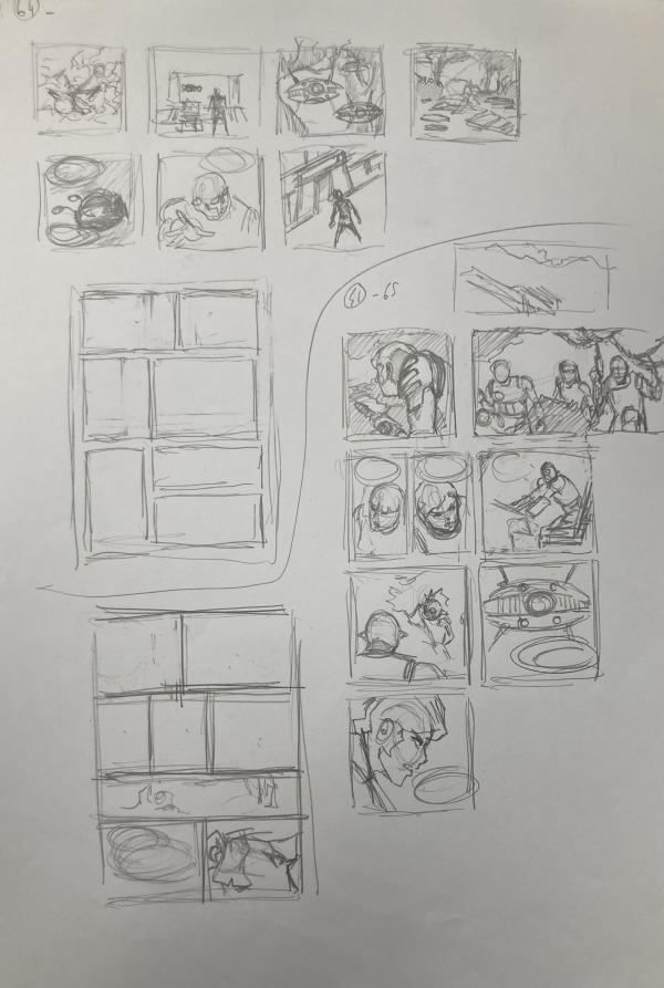 DESSIN ORIGINAL D'ALEXIS TALLONE POUR CAPITAINE FLAM : RECHERCHES DE STORYBOARD N°22