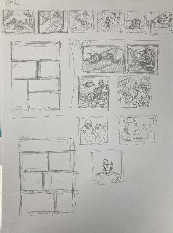 DESSIN ORIGINAL D'ALEXIS TALLONE POUR CAPITAINE FLAM : RECHERCHES DE STORYBOARD N°23