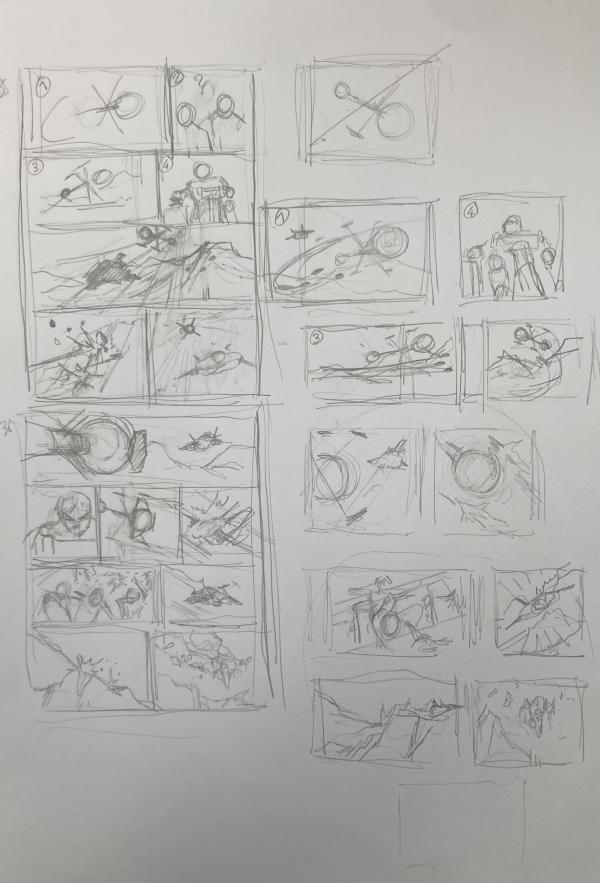 DESSIN ORIGINAL D'ALEXIS TALLONE POUR CAPITAINE FLAM : RECHERCHES DE STORYBOARD N°25