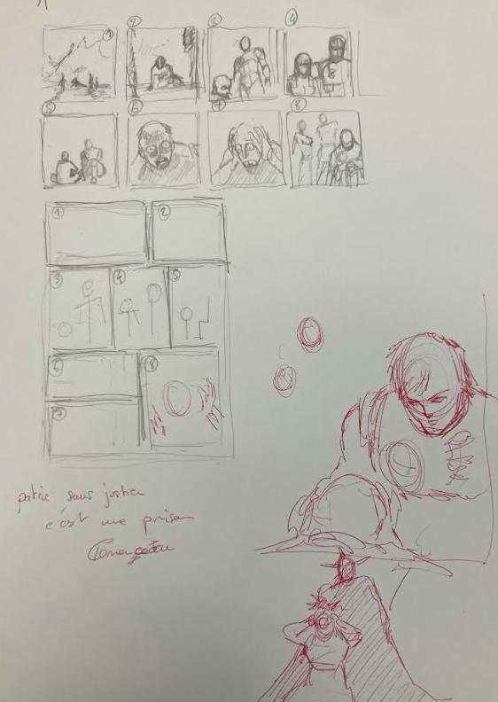 DESSIN ORIGINAL D'ALEXIS TALLONE POUR CAPITAINE FLAM : RECHERCHES DE STORYBOARD N°26