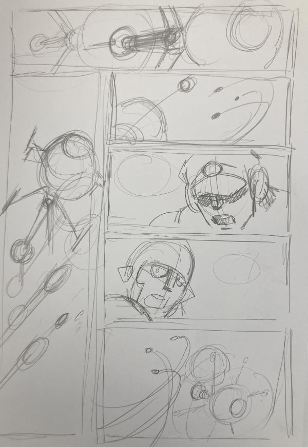 DESSIN ORIGINAL D'ALEXIS TALLONE POUR CAPITAINE FLAM : RECHERCHES DE STORYBOARD N°34