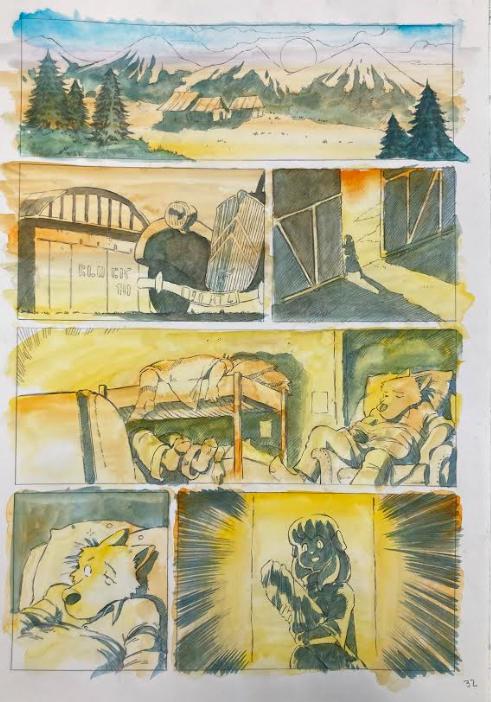 DESSIN ORIGINAL D'ALEXIS TALLONE POUR DER FALL DES ADLERS : PLANCHE EN COULEUR N°32