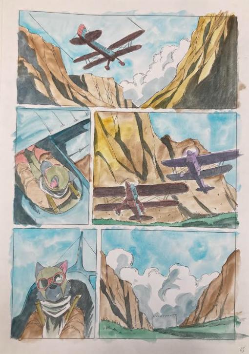 DESSIN ORIGINAL D'ALEXIS TALLONE POUR DER FALL DES ADLERS : PLANCHE EN COULEUR N°45