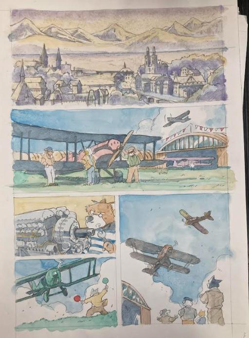 DESSIN ORIGINAL D'ALEXIS TALLONE POUR DER FALL DES ADLERS : PLANCHE EN COULEUR N°3