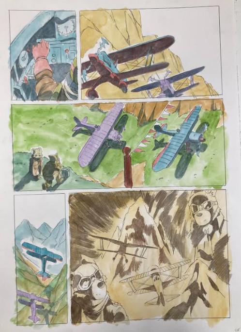 DESSIN ORIGINAL D'ALEXIS TALLONE POUR DER FALL DES ADLERS : PLANCHE EN COULEUR N°46