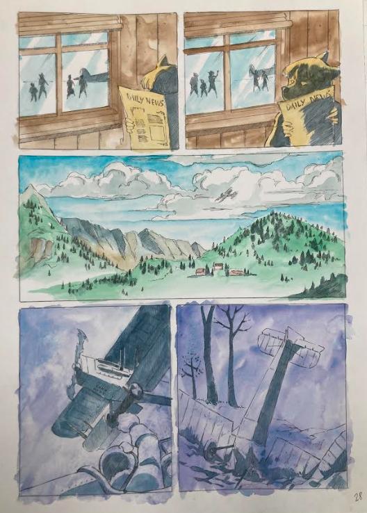 DESSIN ORIGINAL D'ALEXIS TALLONE POUR DER FALL DES ADLERS : PLANCHE EN COULEUR N°28