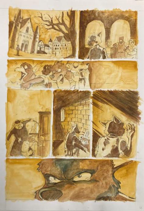 DESSIN ORIGINAL D'ALEXIS TALLONE POUR DER FALL DES ADLERS : PLANCHE EN COULEUR N°23