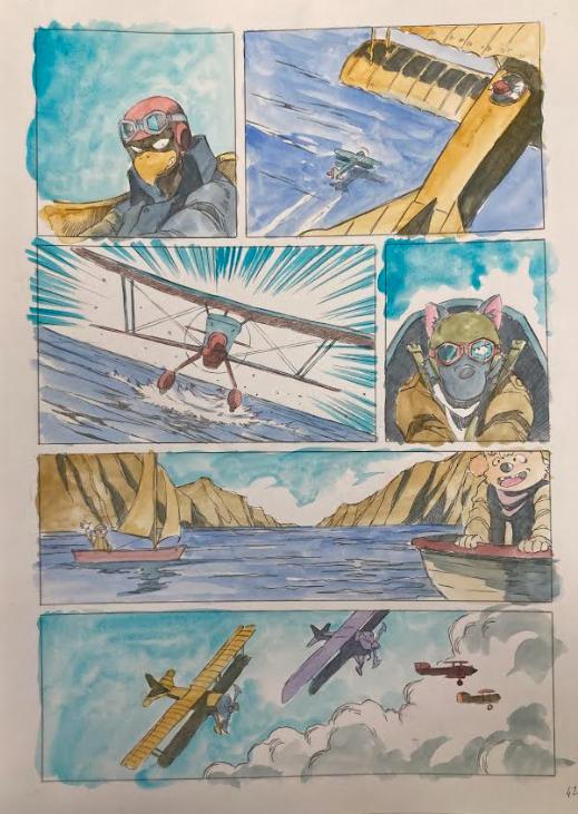 DESSIN ORIGINAL D'ALEXIS TALLONE POUR DER FALL DES ADLERS : PLANCHE EN COULEUR N°42