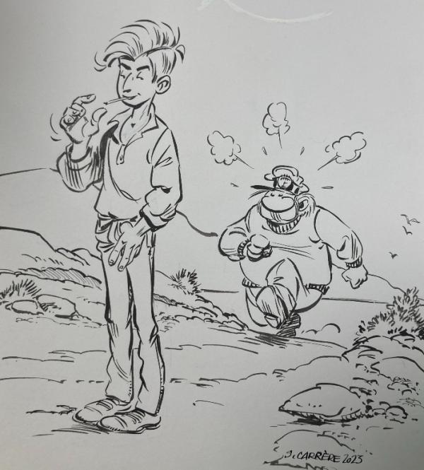 DESSIN ORIGINAL DE SERGE CARRERE POUR LEO LODEN : ILLUSTRATION ENCRÉE GARRIGUE